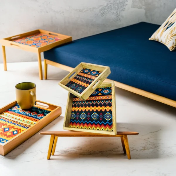 Wooden Serving Tray Set of 2